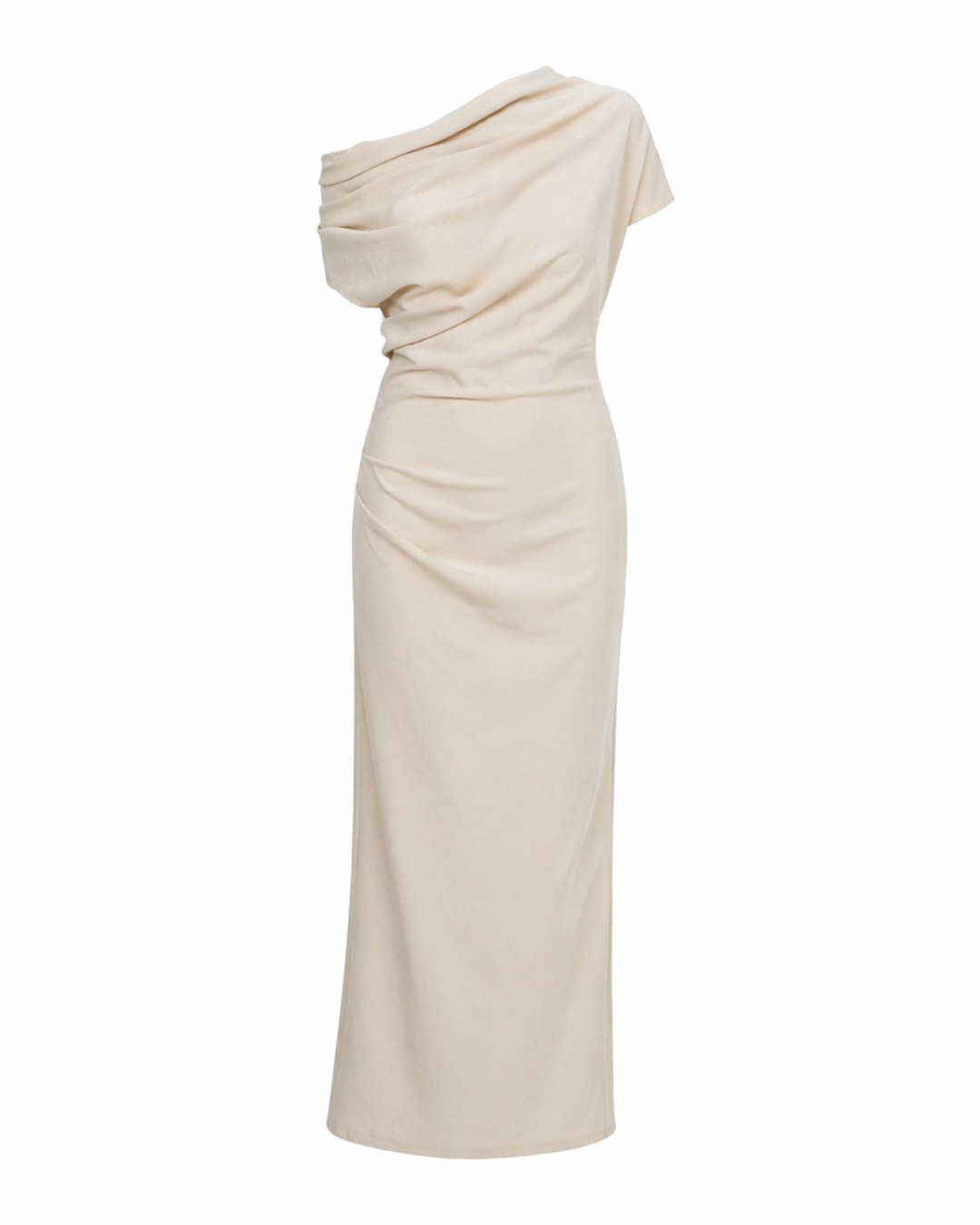 【Lサイズ即日発送】ワンサイドベージュドレスワンピース