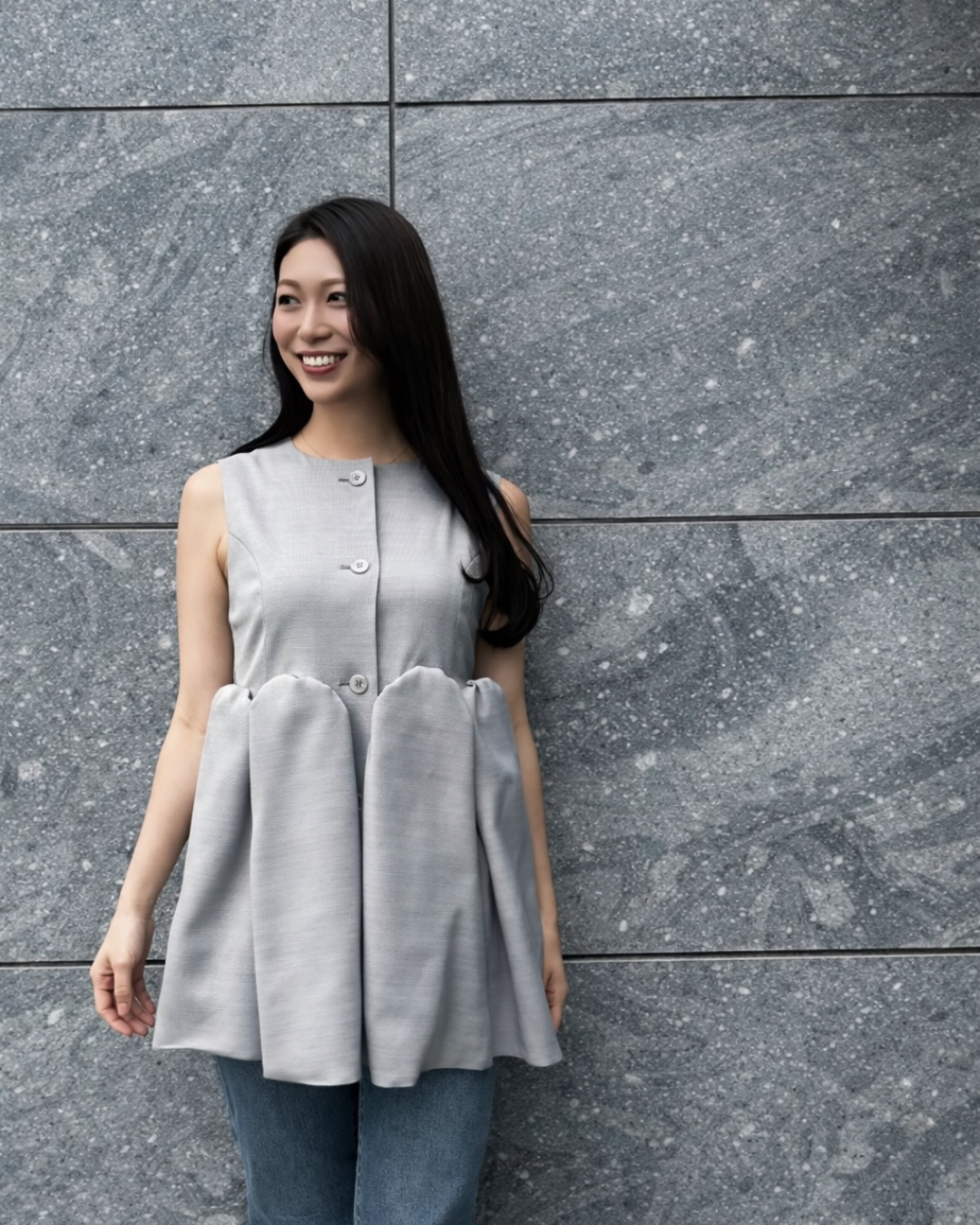 【５月中旬発送】Sleeveless Balloon Peplum Top