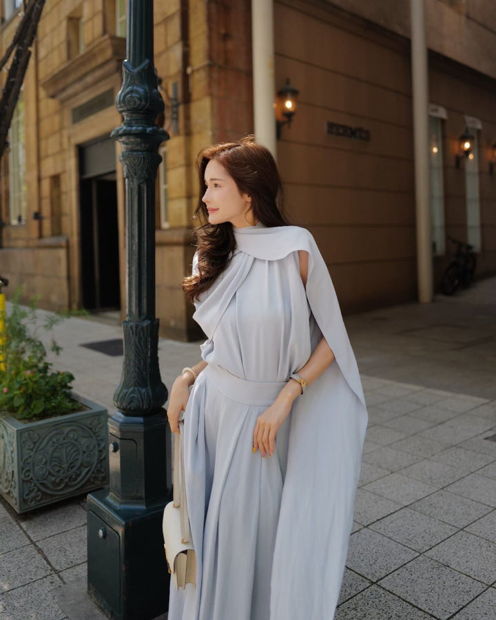 【3月末発送】Matte satin blouse with stole