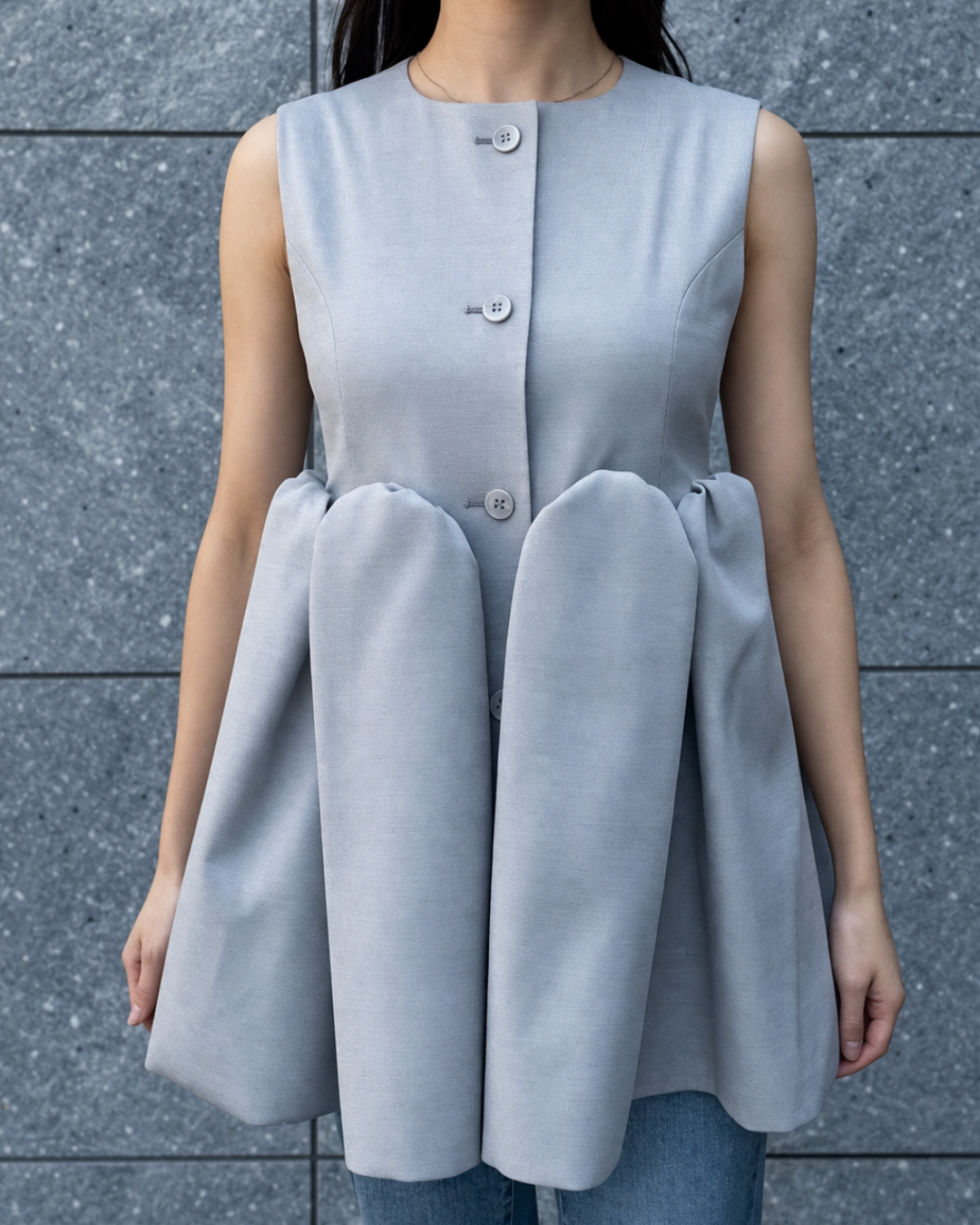 【５月中旬発送】Sleeveless Balloon Peplum Top