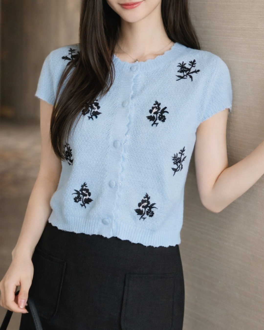 フラワーエンブロイダリ―ニットカーディガン