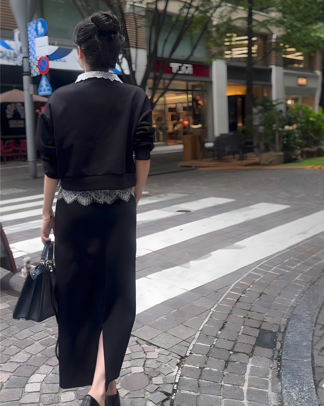 【Sブラック/グレー即日発送】レースカラースウェットセットアップ