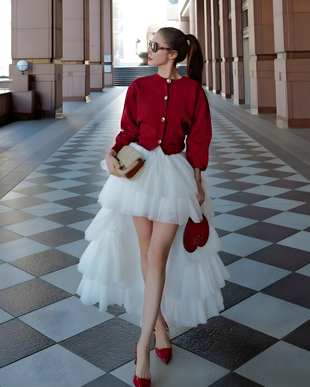 【Lサイズ即日発送】パリレイヤードチュールスカート