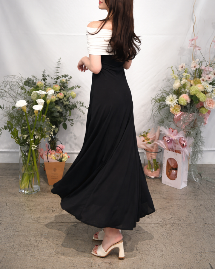 【Sサイズ即日発送】オフショルダーバイカラーワンピース