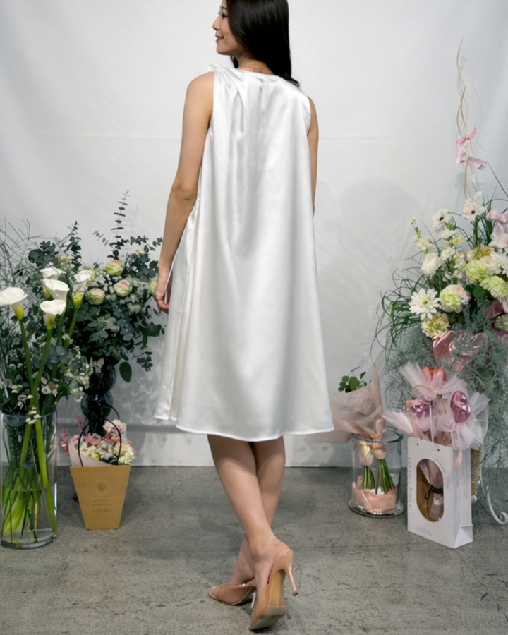 ドレープリボンノースリーブワンピース