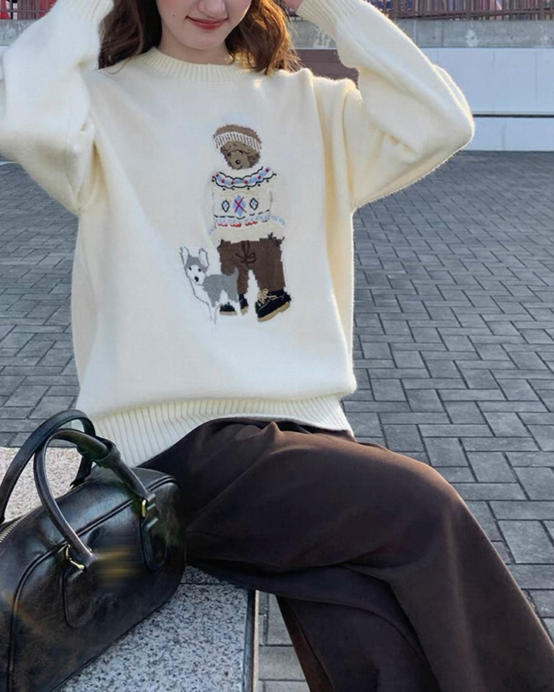 ベア＆ドッグジャガードニットプルオーバー