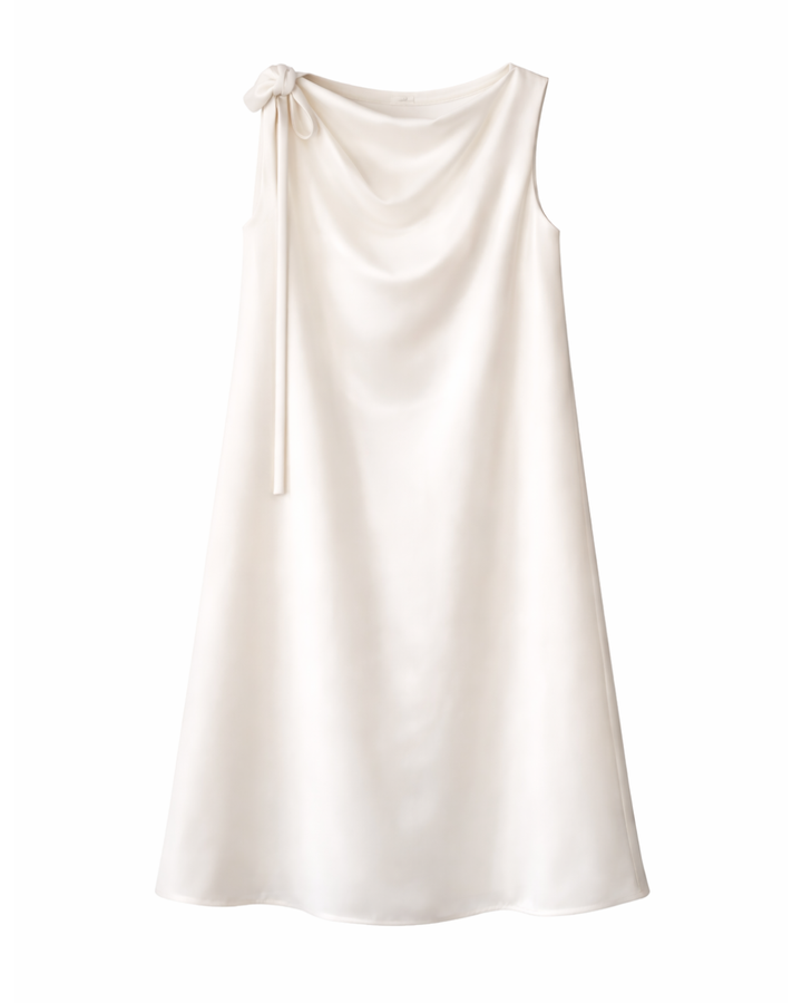 ドレープリボンノースリーブワンピース
