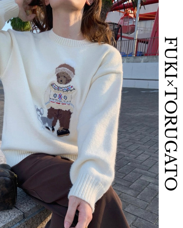 ベア＆ドッグジャガードニットプルオーバー