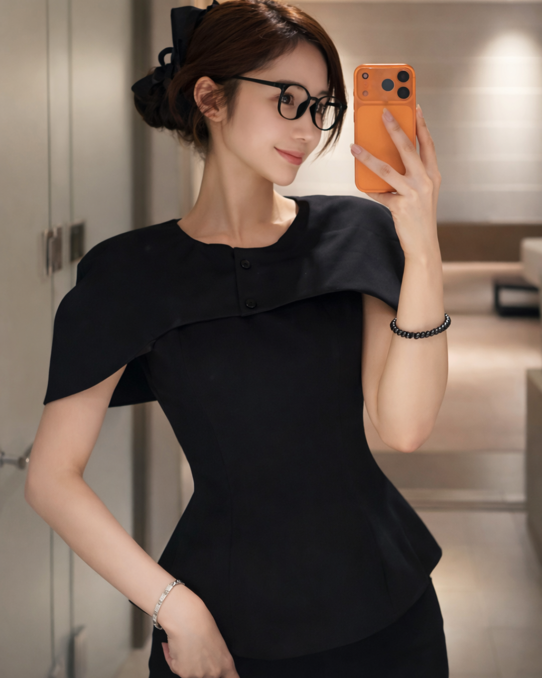 【即日発送】Noir Cape Line Blouse