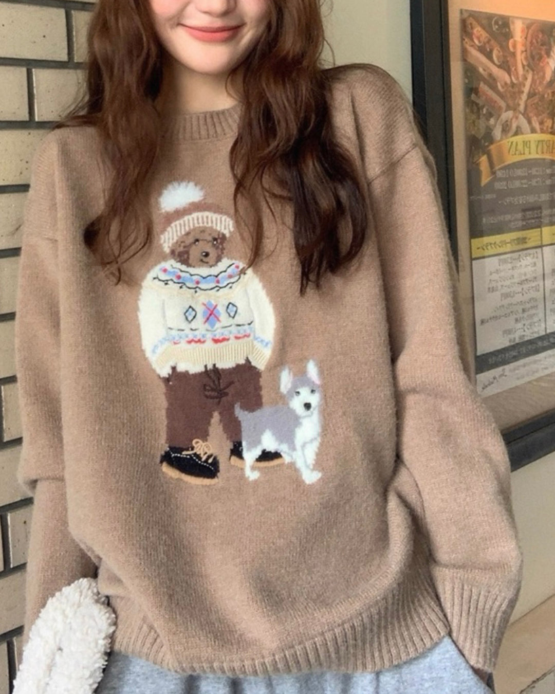 ベア＆ドッグジャガードニットプルオーバー