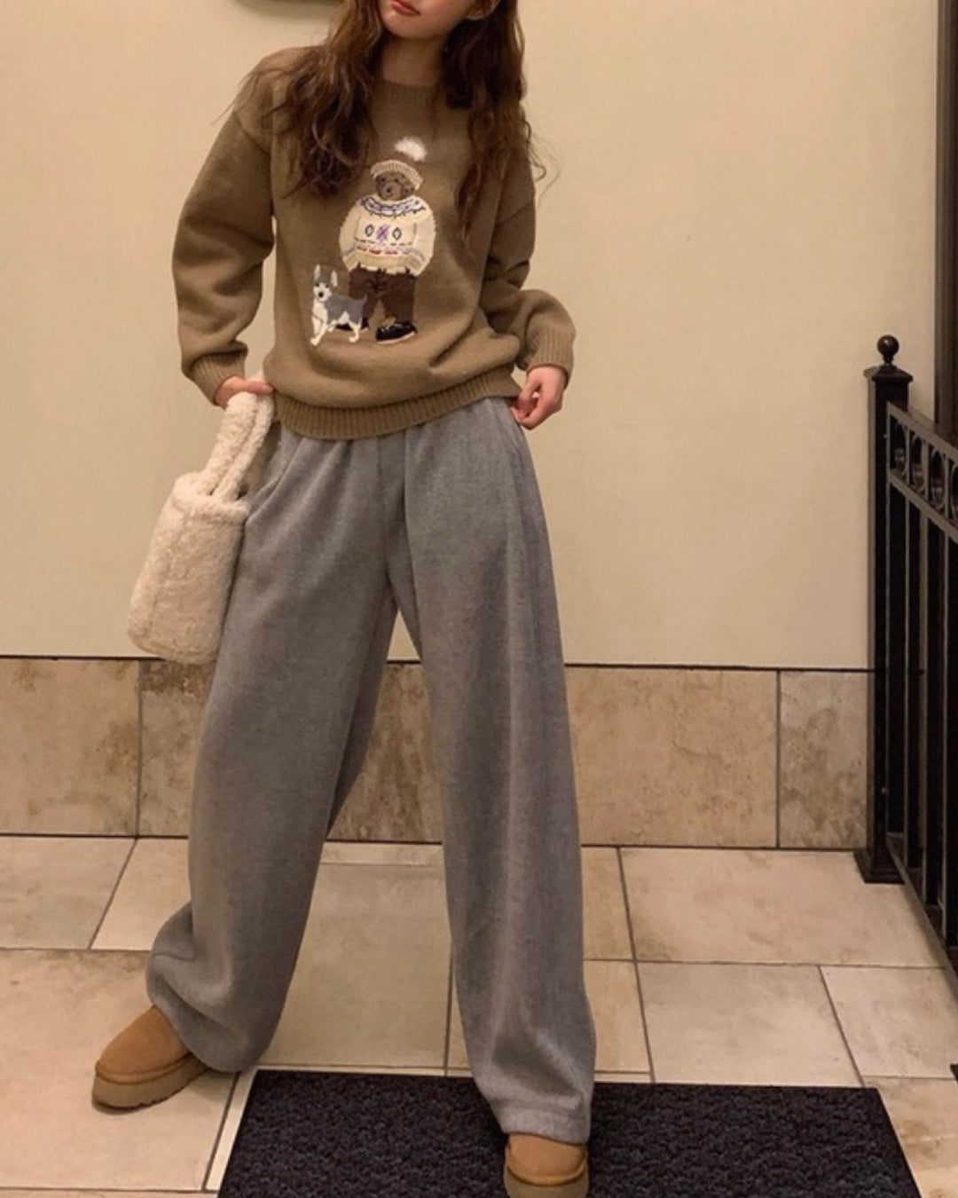 ベア＆ドッグジャガードニットプルオーバー