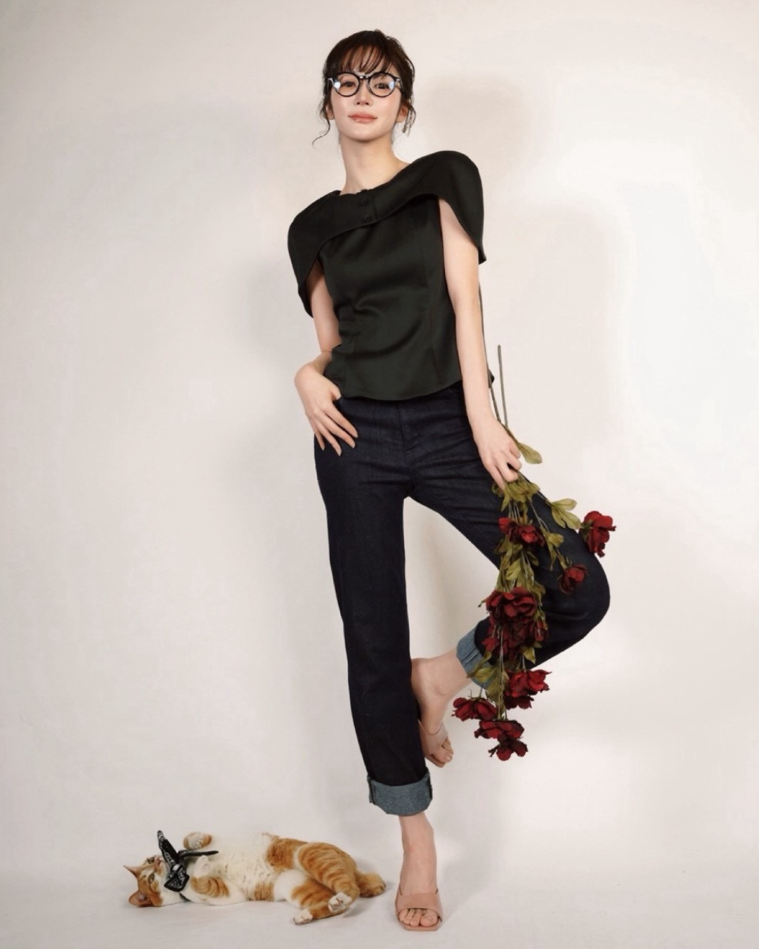 【即日発送】Noir Cape Line Blouse