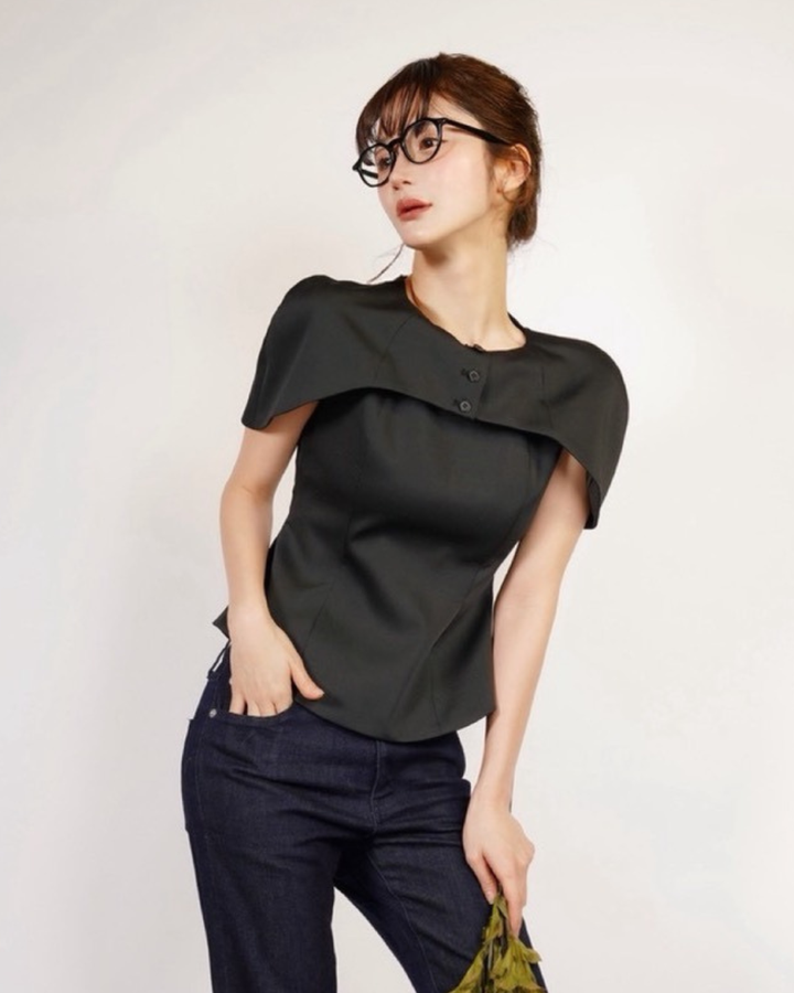 【即日発送】Noir Cape Line Blouse