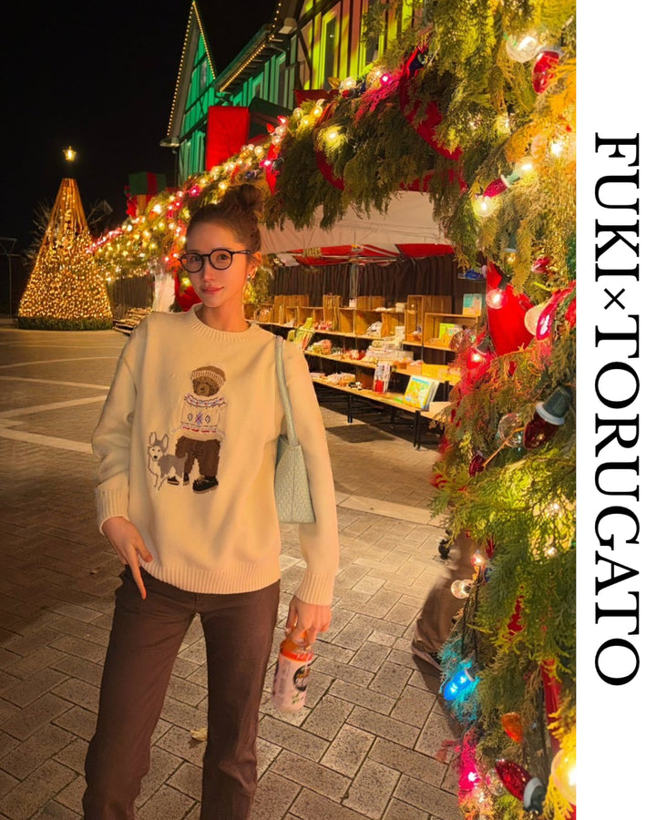 ベア＆ドッグジャガードニットプルオーバー