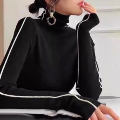【S,Mオフ、Mブラック即日発送】ショルダーラインストレッチニット