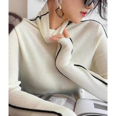 【S,Mオフ、Mブラック即日発送】ショルダーラインストレッチニット