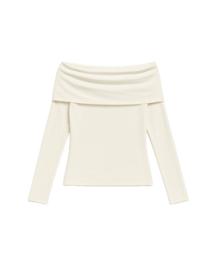 【即日発送】Silk blend off-shoulder knit