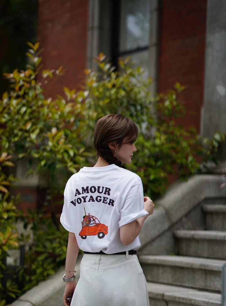 【即日発送】AMOUR VOYAGER print T-shirts