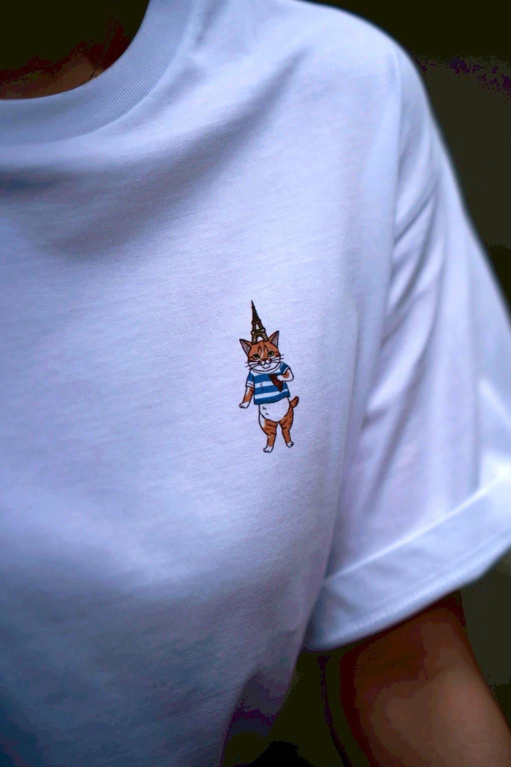 【即日発送】Eiffel cat print T-shirts