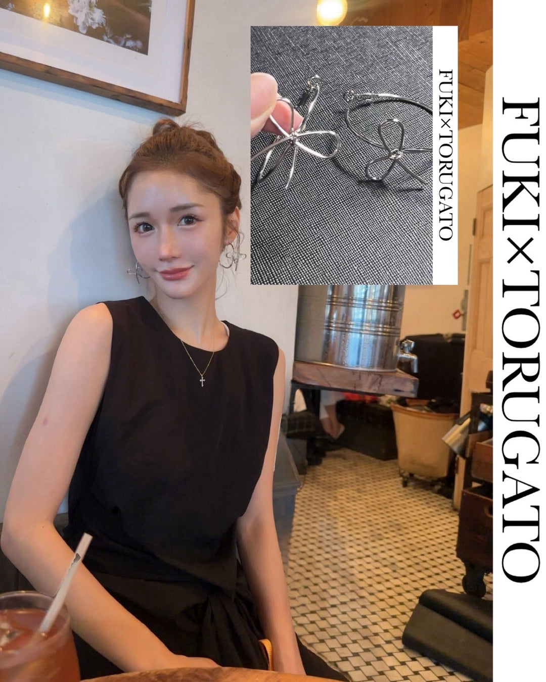 ワイヤーリボンフープピアス