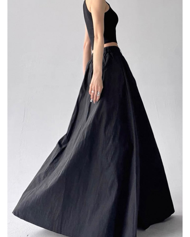 【Lグレー即日発送】ワイドフレアロングスカート