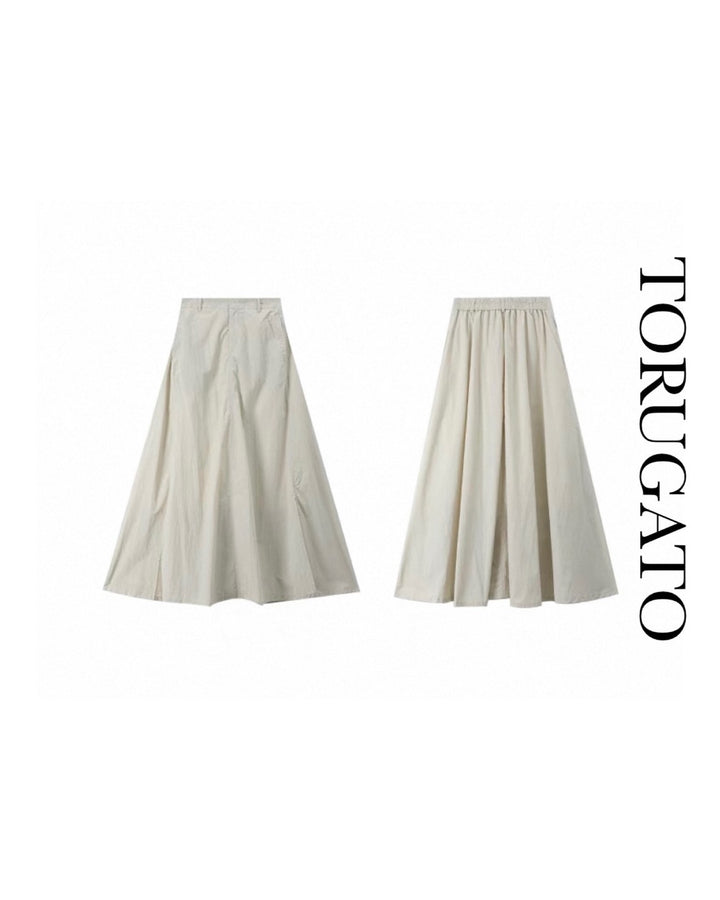 【Lグレー即日発送】ワイドフレアロングスカート