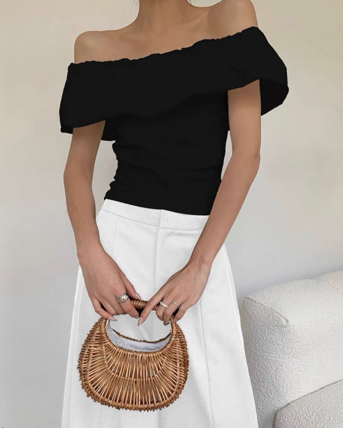 Andequal フリルオフショルダートップス 2WAY フリルオフショル トップス[品番：NETW0001527]｜Riff