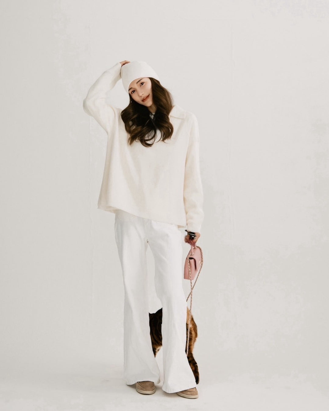 【即日発送】Wool key neck polo knit