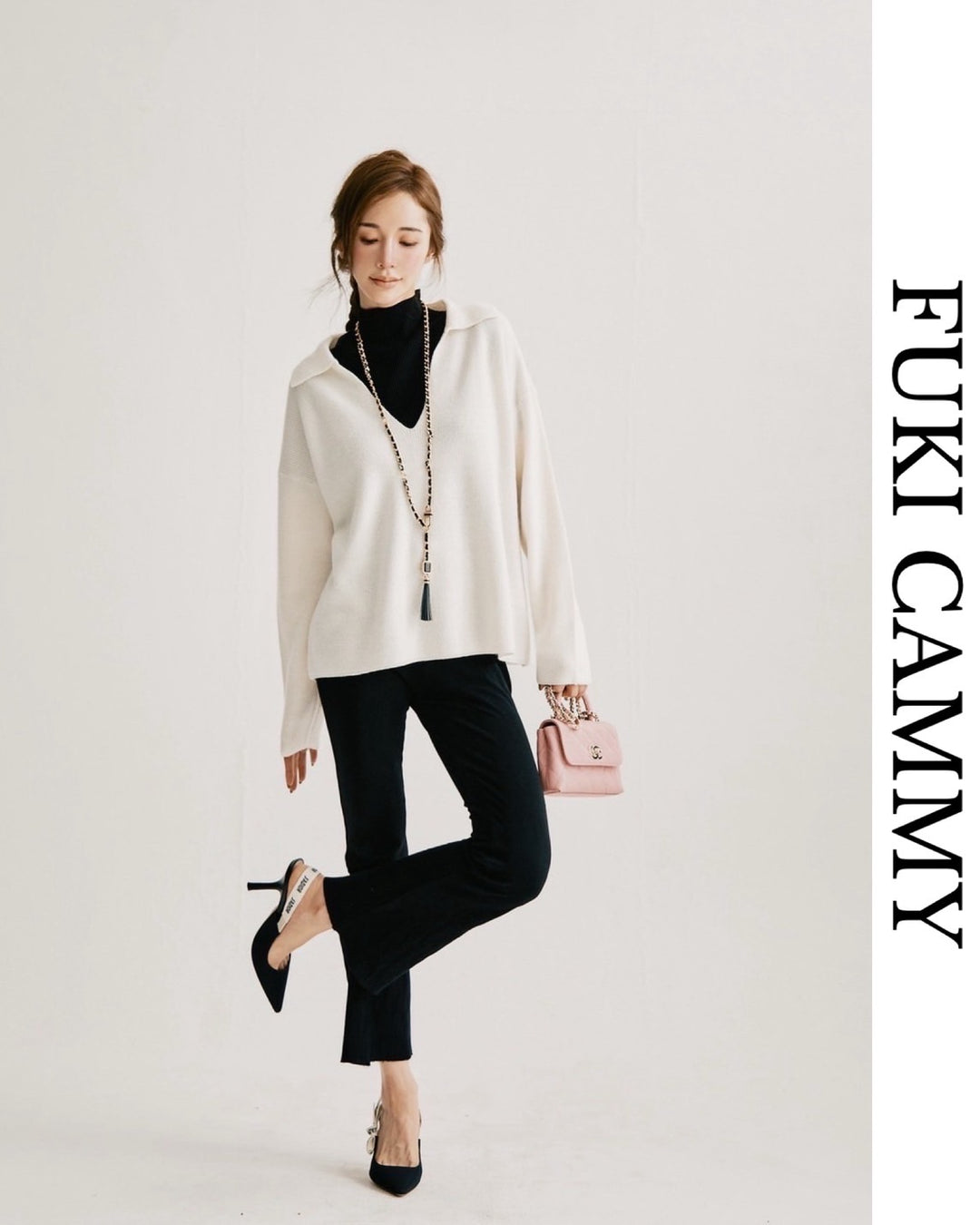 【即日発送】Wool key neck polo knit