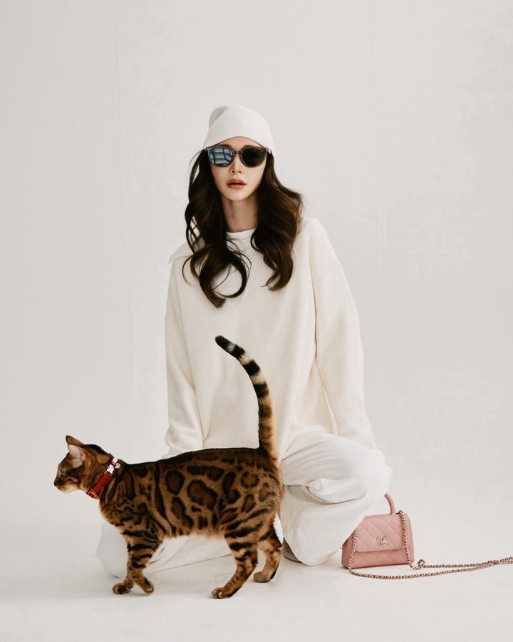 【即日発送】Wool key neck polo knit