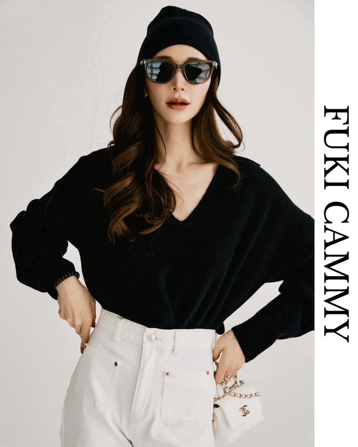 【即日発送】Wool key neck polo knit