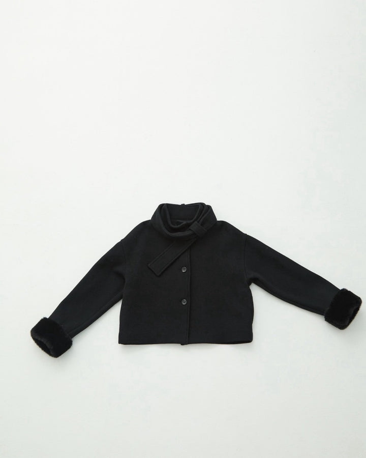 【即日発送】Eco fur stand collar jacket