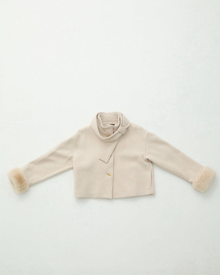 【即日発送】Eco fur stand collar jacket