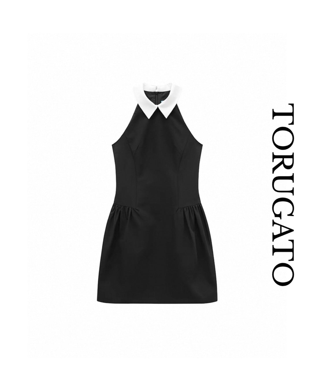 クラシックバイカラーブラックワンピース