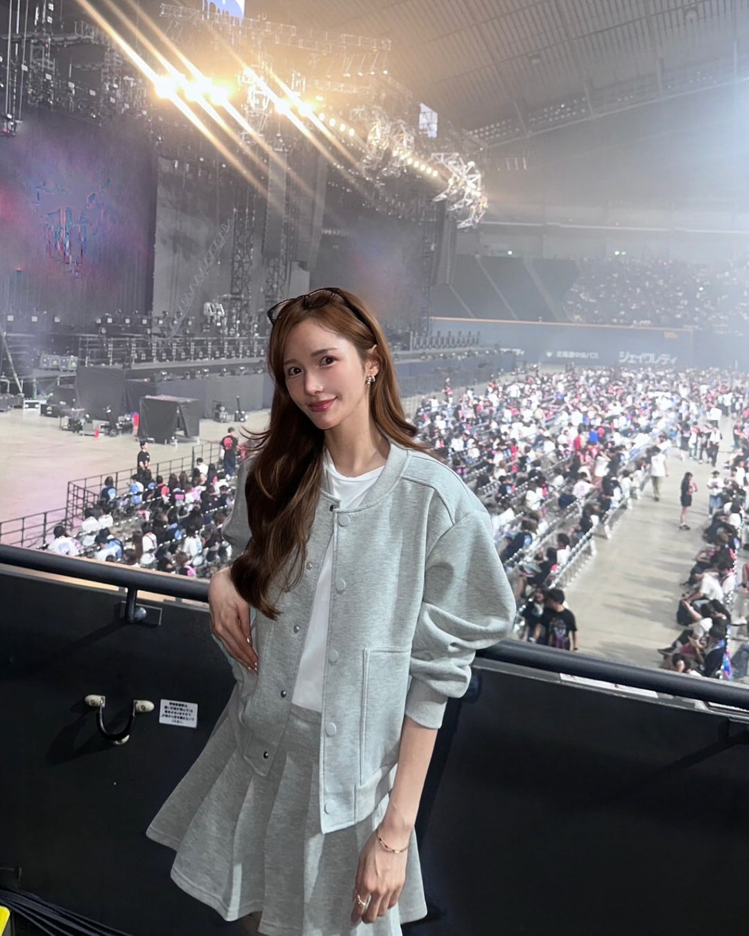 【Mブラック即日発送】ブルゾン＆プリーツスカートセットアップ