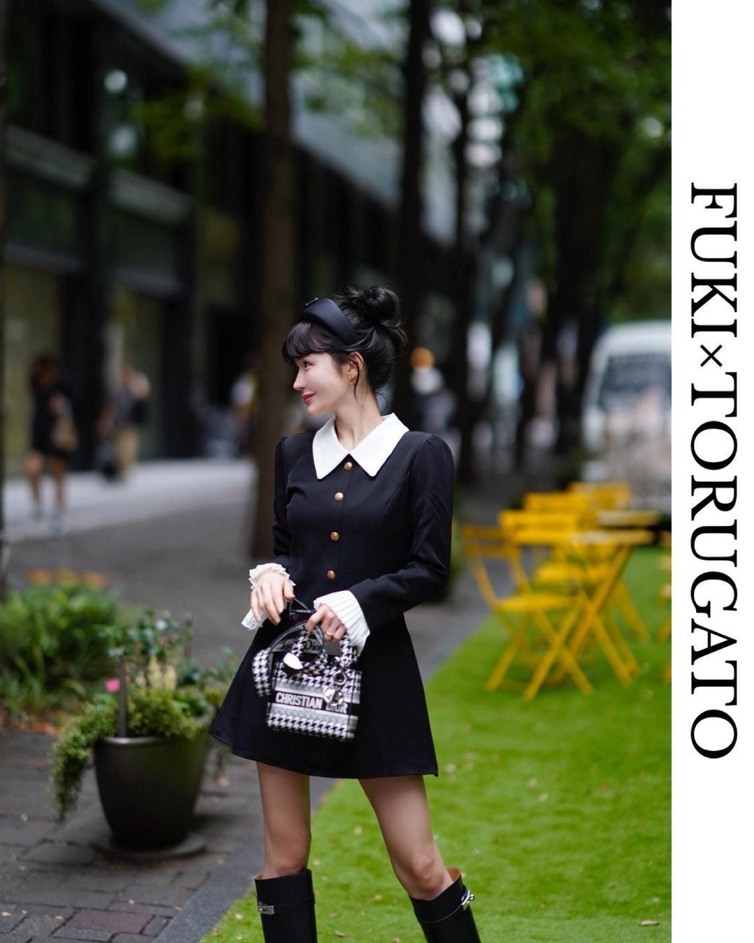 クラシックカラーボタンワンピース