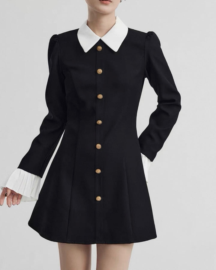 クラシックカラーボタンワンピース