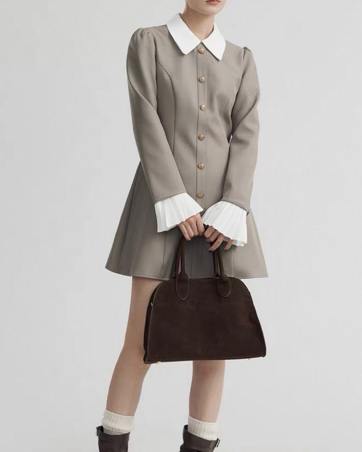 クラシックカラーボタンワンピース