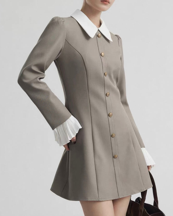 クラシックカラーボタンワンピース