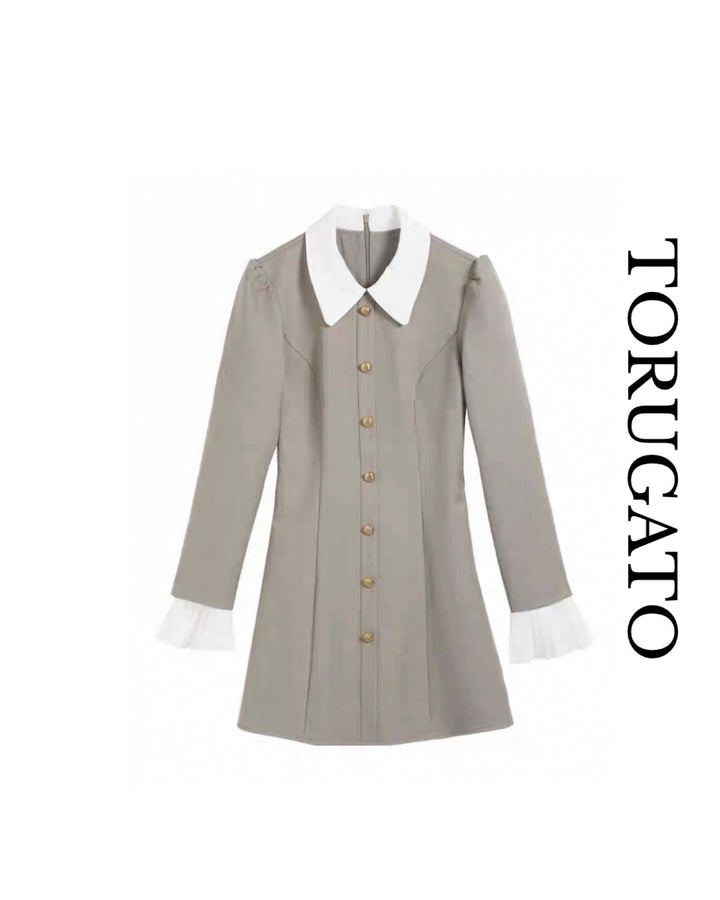 クラシックカラーボタンワンピース