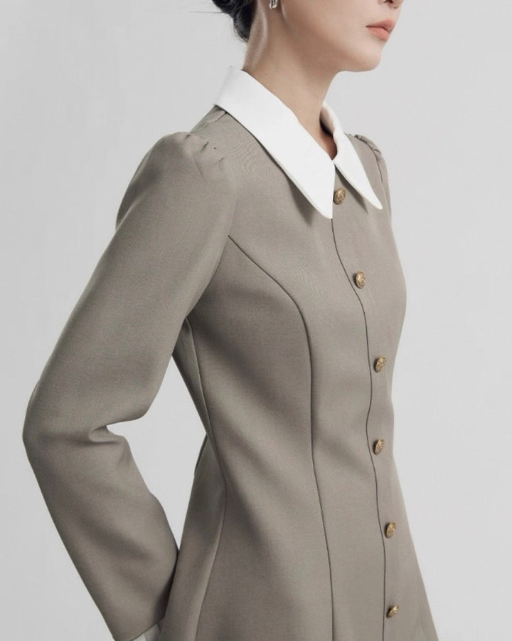 クラシックカラーボタンワンピース