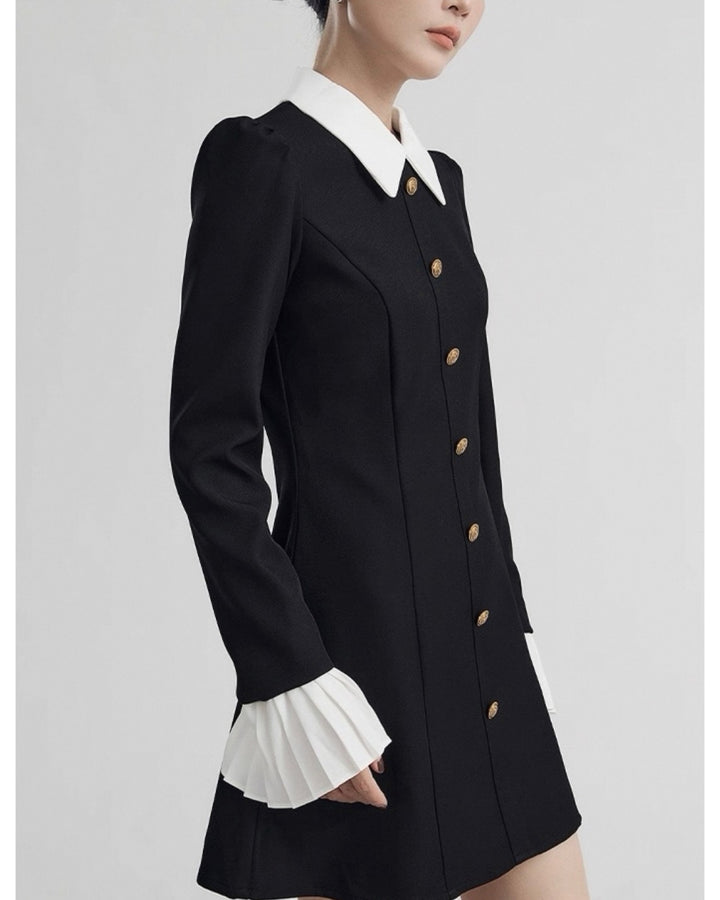 クラシックカラーボタンワンピース