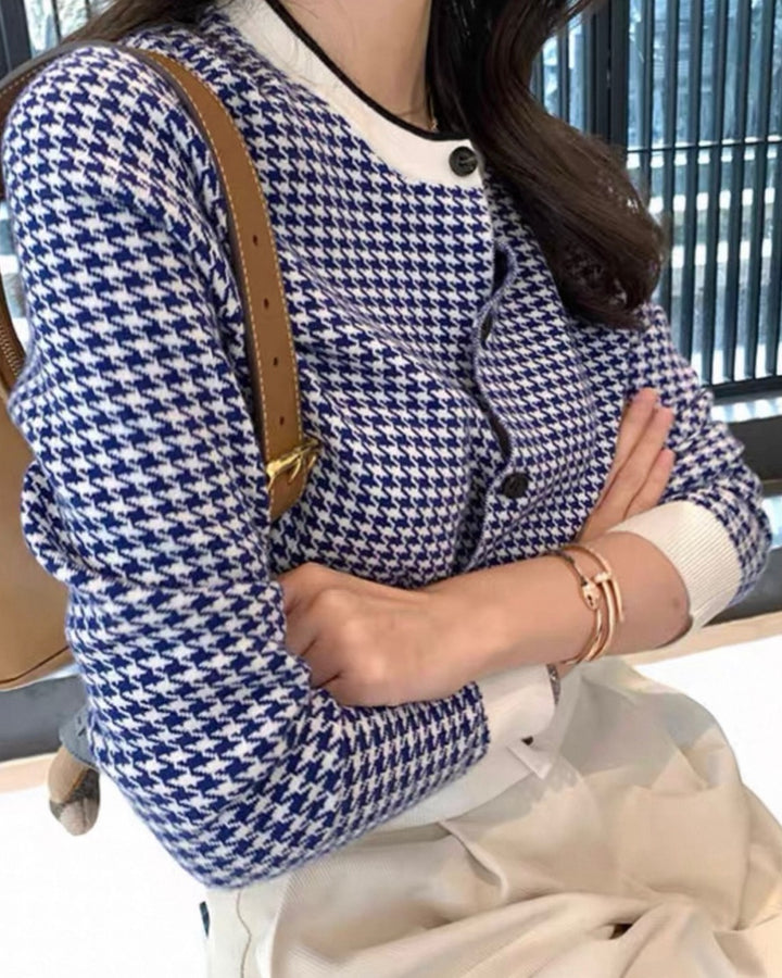 パリジェンヌ千鳥柄ニットカーディガン