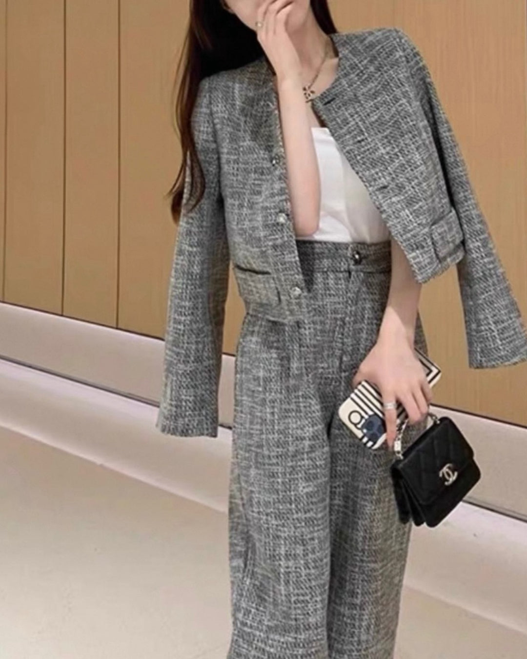 ノーカラーツイードセットアップ