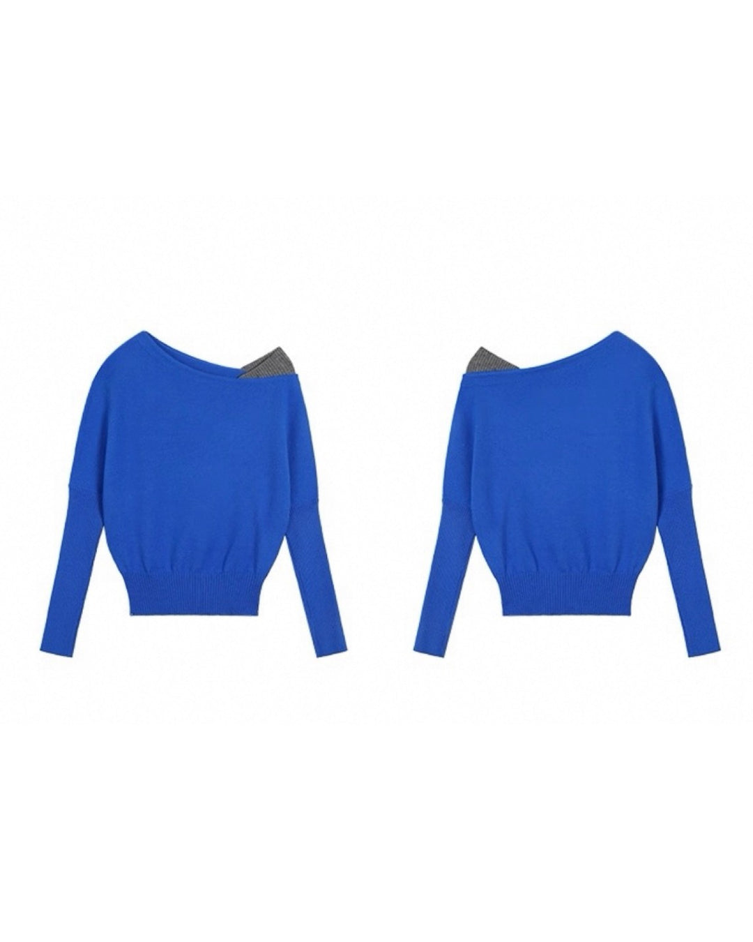 オフショルダーリブニットトップス