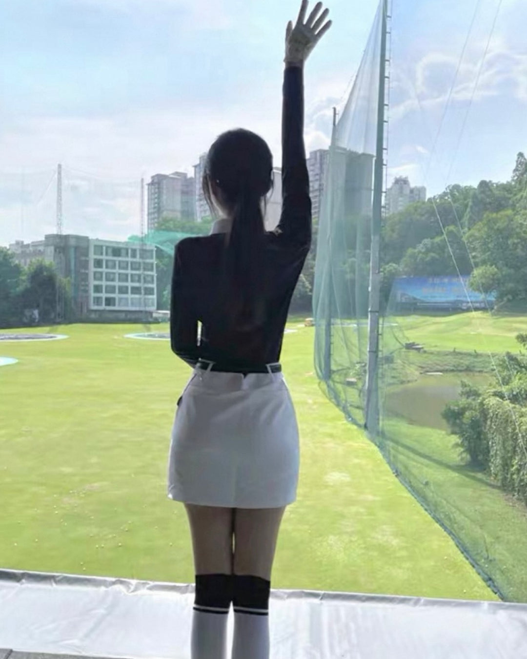 バイカラーストレッチゴルフトップス