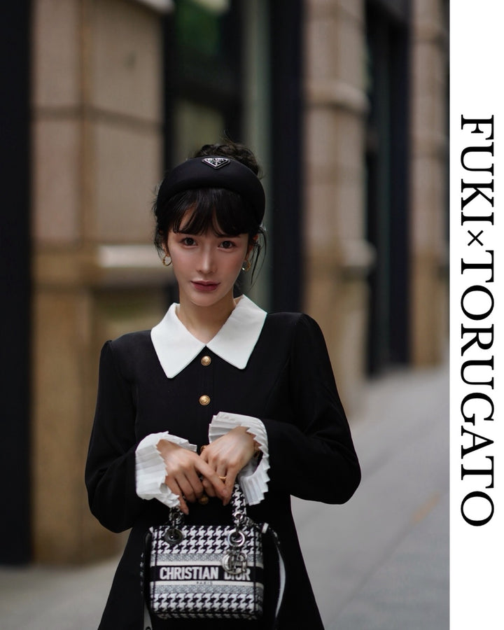 クラシックカラーボタンワンピース