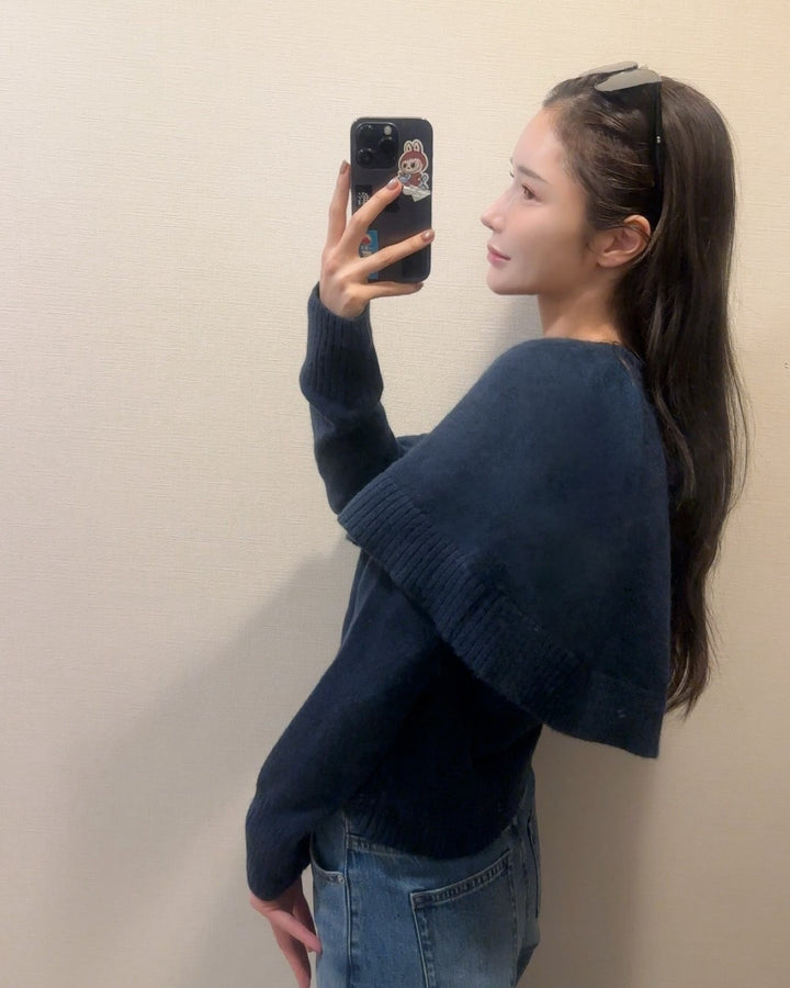 ショルダーケープカーディガン