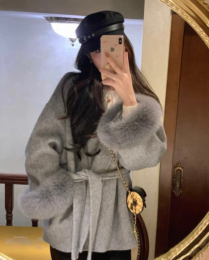 エコファーカフショートガウンコート