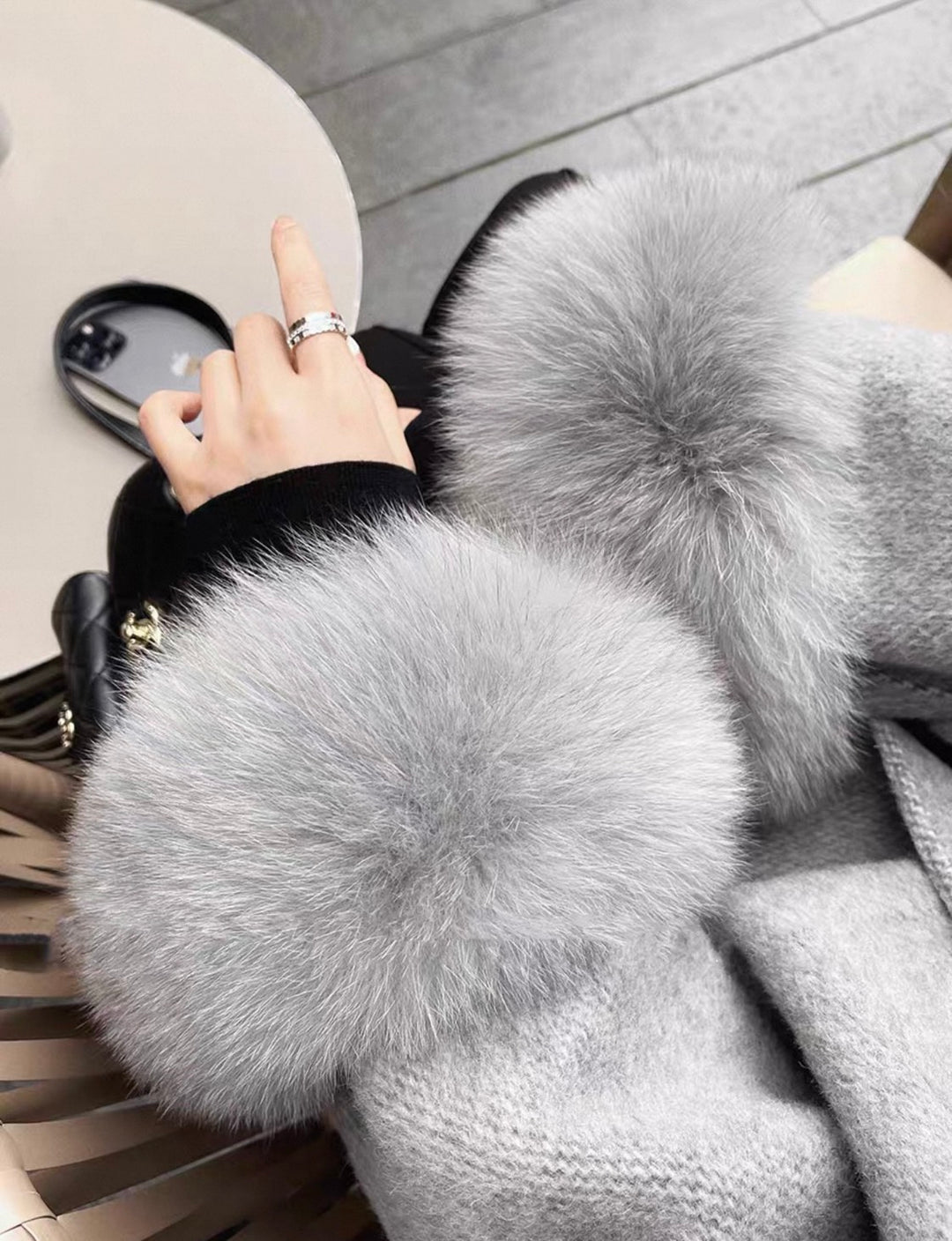 エコファーカフショートガウンコート